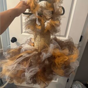Elegant Brown and Gold Tulle Dress